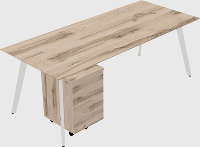 Modern spacious rectangular executive desk/table - solid wood frame