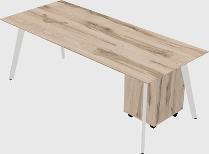 Modern spacious rectangular executive desk/table - solid wood frame