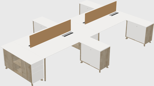 L-shaped shared desk