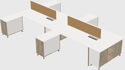 L-shaped shared desk