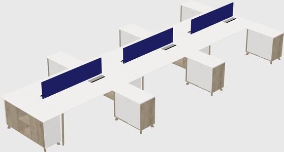 L-shaped shared desk