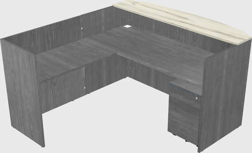 L-shaped reception desk