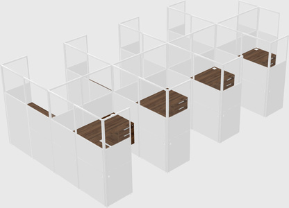 Shared l-shaped cubicle
