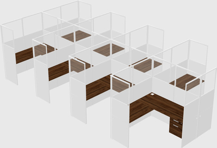 Shared l-shaped cubicle