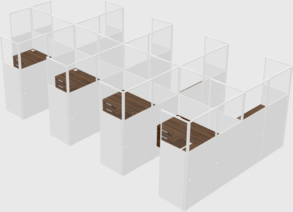 Shared l-shaped cubicle