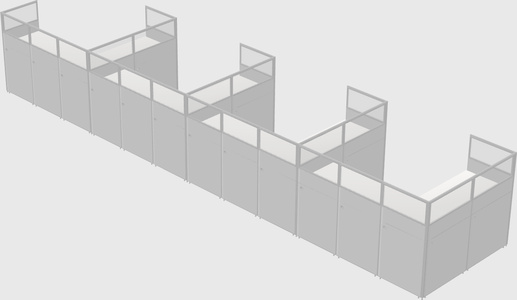 Shared l-shaped cubicle