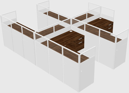 Shared l-shaped cubicle