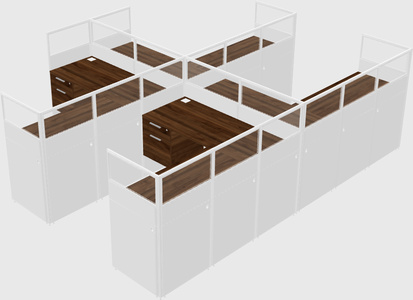 Shared l-shaped cubicle