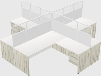 Shared l-shaped cubicles