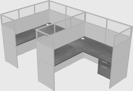 Shared l-shaped cubicle