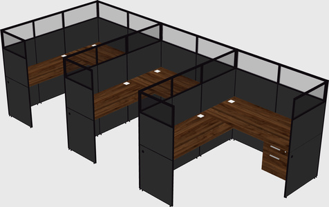 Shared l-shaped cubicle
