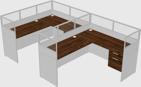 Shared l-shaped cubicle