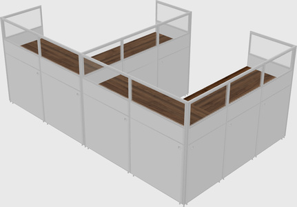 Shared l-shaped cubicle