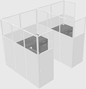 Shared l-shaped cubicle