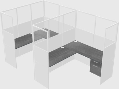 Shared l-shaped cubicle