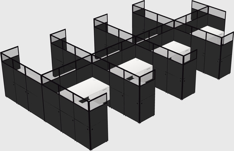 Shared l-shaped cubicle