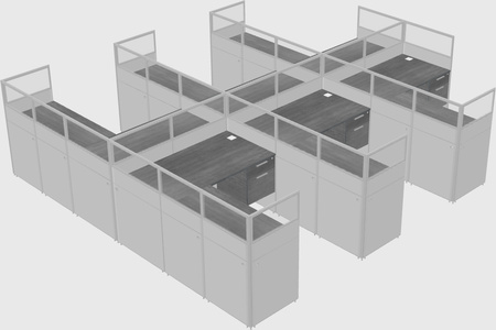 Shared l-shaped cubicle
