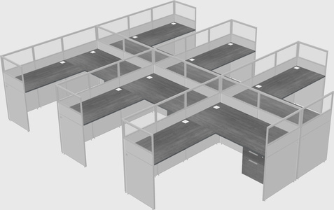 Shared l-shaped cubicle