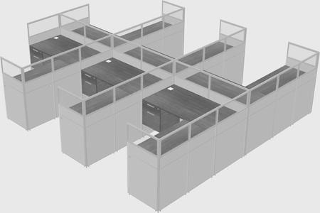 Shared l-shaped cubicle