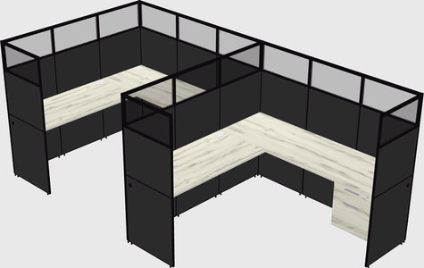 Shared l-shaped cubicle