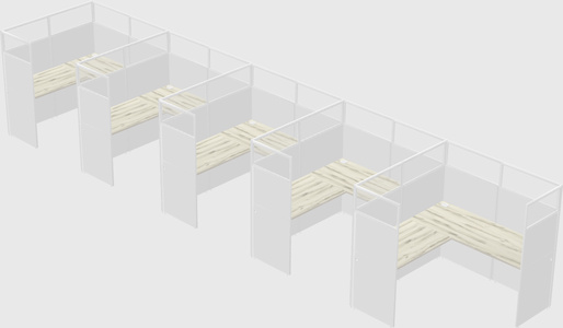 Shared l-shaped cubicle