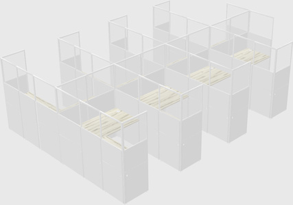 Shared l-shaped cubicle