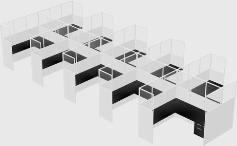 Shared l-shaped cubicle