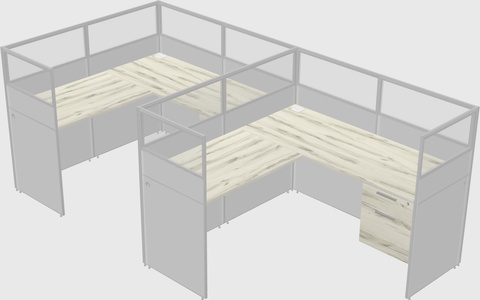 Shared l-shaped cubicle