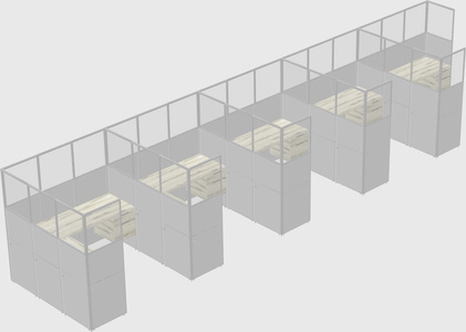 Shared l-shaped cubicle