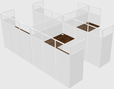 Shared l-shaped cubicle