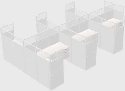 Shared l-shaped cubicle