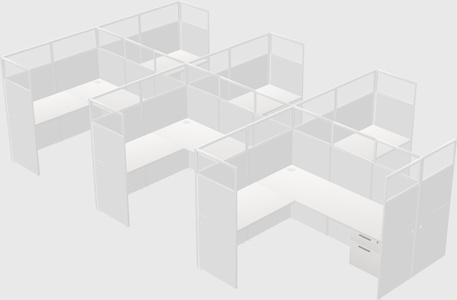 Shared l-shaped cubicle