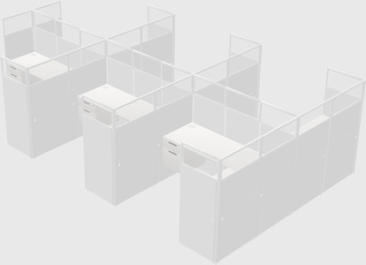 Shared l-shaped cubicle