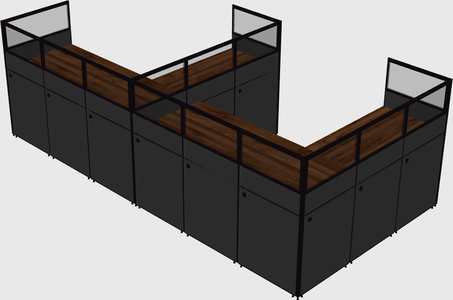Shared l-shaped cubicle