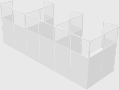 Shared l-shaped cubicle