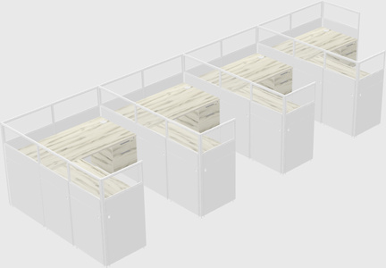 Shared l-shaped cubicle