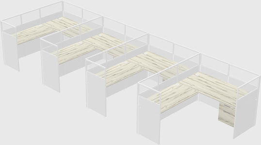 Shared l-shaped cubicle
