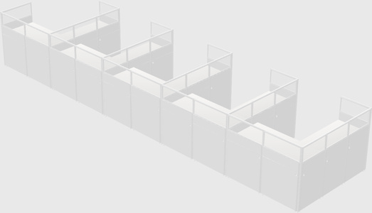 Shared l-shaped cubicle