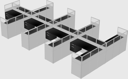 Shared l-shaped cubicle