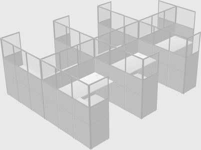 Shared l-shaped cubicle
