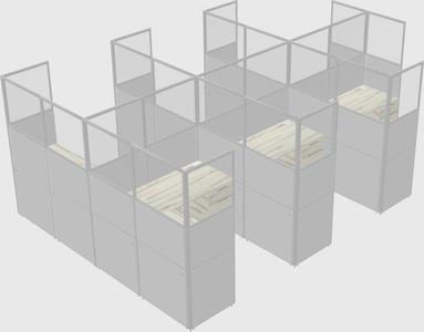 Shared l-shaped cubicle