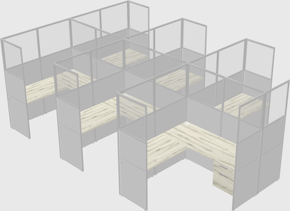 Shared l-shaped cubicle