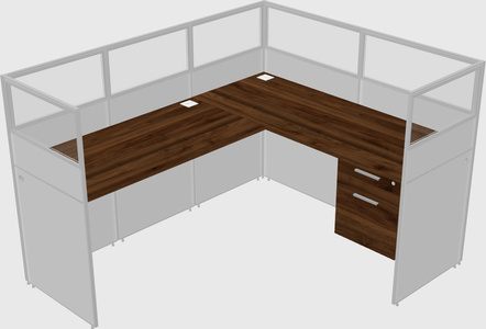 Shared l-shaped cubicle