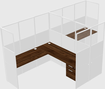 Shared l-shaped cubicle