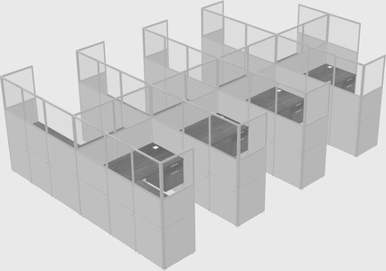 Shared l-shaped cubicle