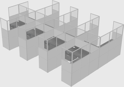 Shared l-shaped cubicle