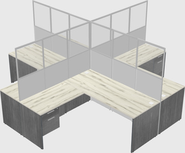 Shared l-shaped cubicles