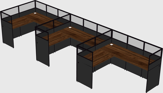 Shared l-shaped cubicle
