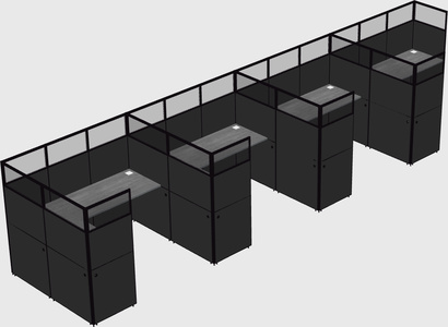 Shared l-shaped cubicle
