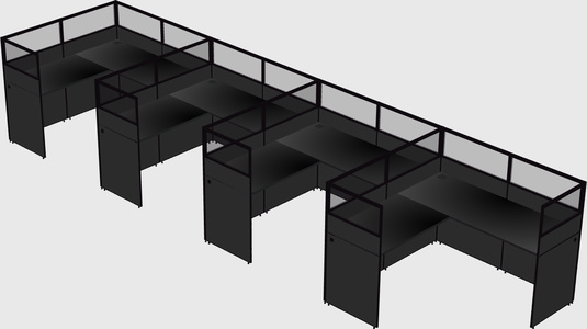 Shared l-shaped cubicle